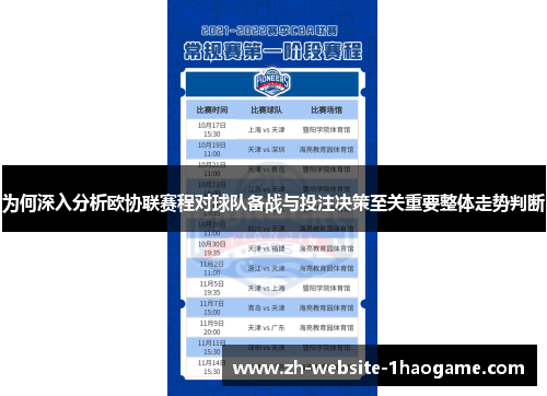 为何深入分析欧协联赛程对球队备战与投注决策至关重要整体走势判断 为何深入分析欧协联赛程对球队备战与投注决策至关重要整体走势判断